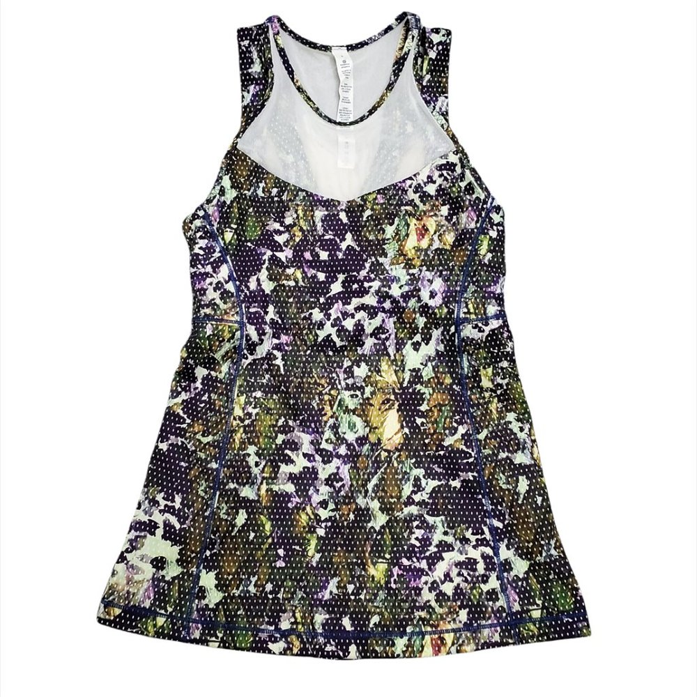Lululemon Womens Running In The City Tank Top 2 Mesh Polka Dot Floral Lu…